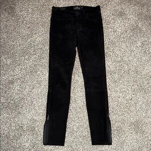 Lucky Brand Black Brooke Legging Jeans, Leather Suede, size 26